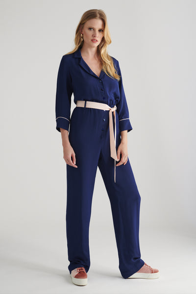 Women's Punk Style Spaghetti Strap Jumpsuit - V-Neck Loose Harem Romper In Royal Blue, Plus Size XXL, Comfortable & Casual